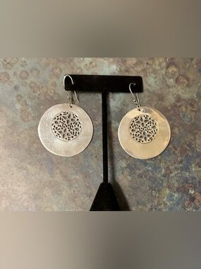 Sterling Silver Filigree Double-Disk Drop Earrings - Women's Jewelry